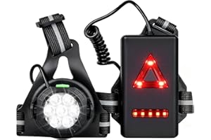 Husgw Lampe de Course à Pied, 120° LED Réglable Lampe Pectorale Running, Rechargeable USB, 500 Lumens Lumiere pour Courir, Éclairage Étanche avec Double Bandes Réfléchissantes