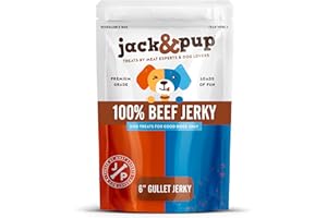 JACK & PUP Jack&Pup 100% Beef Jerky (15cm) - Natural Dog Chews - Hypoallergenic Dog Treats - Single Ingredient - Grain Free Dog Treats - Beef Jerky for Dog Training (25 pcs)