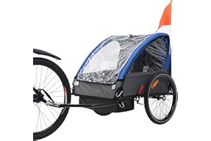Sepnine Remorque vélo Enfant, Remorque Enfant,Biplace Enfants Tout-Terrain Pliable avec Frein à Main