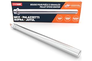FIATLUX Bougie d'allumage pour poêle à granule 160/170mm - 350W - Diamètre 12,5mm - MCZ - Palazzetti - Supra - Jotul - Pièce d'origine - Clips de connexion inclus - FL-0004