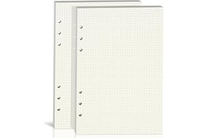 BIDPONDS A5-Punktrasterpapier, 100 g/m², 6-fach gelocht, A5 gepunktetes Papier, Nachfüllpackung für Planer/Ordner/Organizer, 80 Blatt (160 Seiten), 21,6 x 14 cm, Beige, 2 Stück