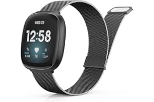 Yoohoo Armband Kompatibel mit Fitbit Versa 3 Armband/Fitbit Versa 4 Armband/Fitbit Sense Armband/Fitbit Sense 2 Armband,Edelstahl Metall Magnet Ersatzarmband für Damen Herren