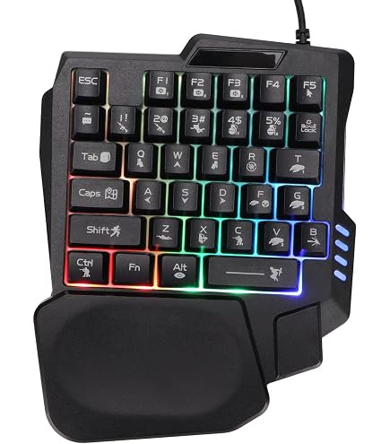 Tastiera Da Gioco Wireless Ergonomica A Una Mano Per PC, Telefono, Tablet - Plug And Play