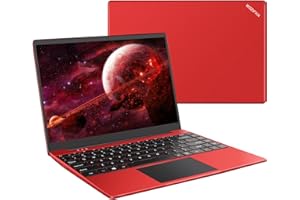WOZIFAN 2025 Newest PC Portatile 14 Pollici Laptop Metal Shell 128 GB SSD Supporta l'espansione 1TB Notebook 2.4G+5G 1080P con mouse senza fili protezione della tastiera(Italiana)-Rosso