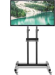 Supporto TV Da Pavimento 32-70 Pollici - Girevole, VESA 400x400, Vetro Temperato, Nero, Fino A 50kg