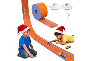 ACELIFE Car Racing Track 4.5M, Speed Track with 6 Plastic Cars, Flexible Car Track Toys for Kids, Race Track with Suction Cups Dual Lanes for Loops Jumps Ramps, Birthday Gifts for Age 3 4 5 6 7 8 Boys Girls