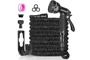 ANSYU Expandable Garden Hose Pipe - 100FT Flexible Expanding Water Hose, Lightweight, Leakproof with 8 Function Hose Pipe Spray Gun, 3/4", 1/2" Connectors