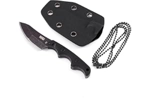 KHU Cuchillo de Cuello Cuchillo Hoja Fija Cuchillo Caza Cuchillo Supervivencia Cuchillo Camping Cuchillo Bushcraft - D2 Acero Mango de G10 - Outdoor Caza Camping Accesorios - Funda Kydex - 12A