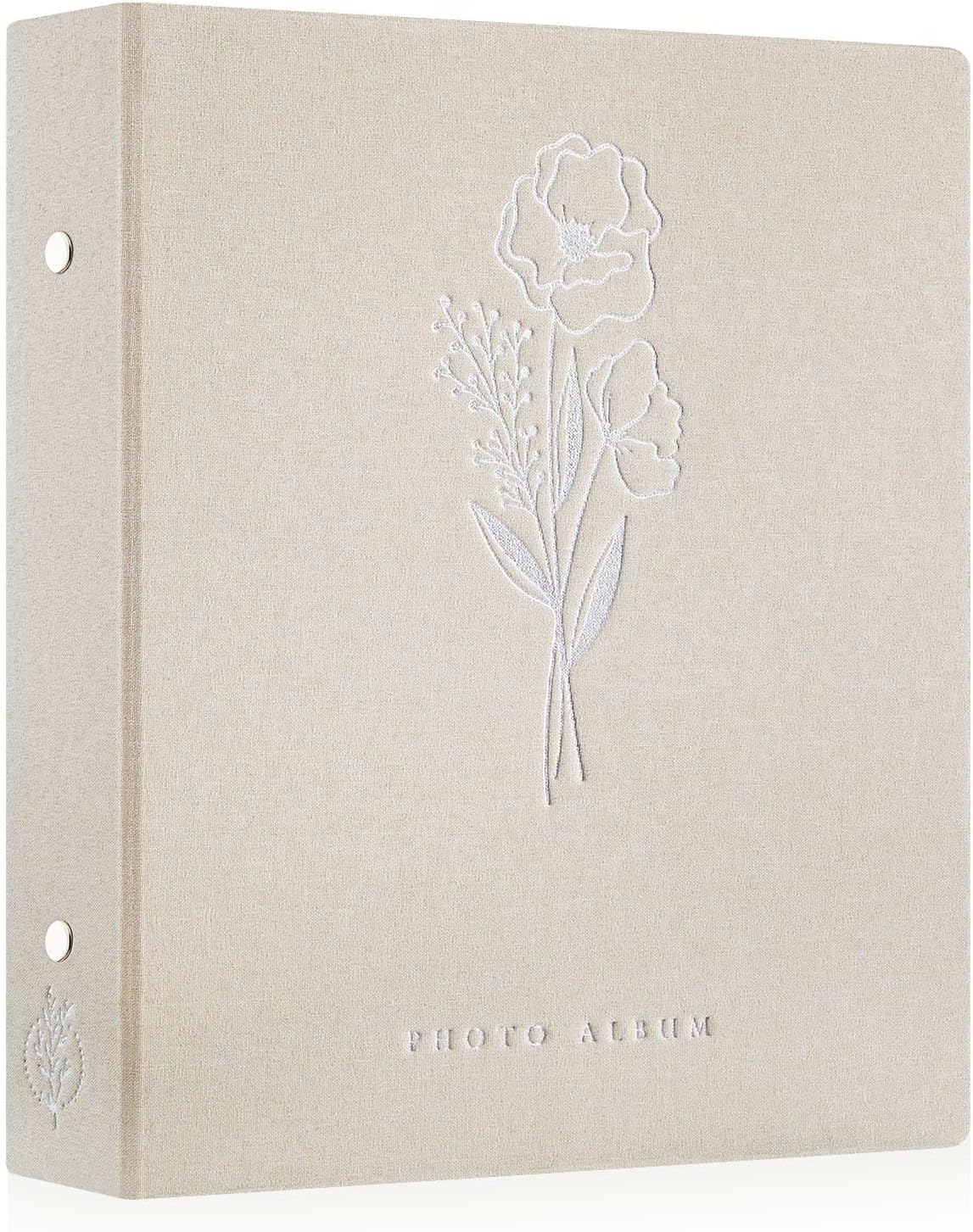 Lanpn Album de Fotos 10x15 400, Lino Album para Photos Bolsillos Verticales Beige