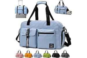DBPBToU Sac de Voyage pour Homme et Femme, Sac de Sport avec Compartiment pour Chaussures, Travel Bag Imperméable avec Compartiment Humide, Utilisé comme Sac de Gym/Sac de Piscine (Bleu)