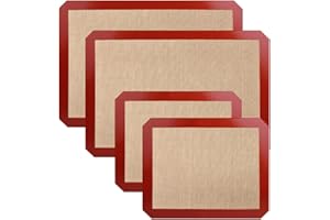 Set di 4 tappetini antiaderenti in silicone, SourceTon Mezzi e quarti Fogli da cucina (16,5 "x 11,6" e 11,5 "x 8,5", ogni dimensione per 2) Bakeware perfetto per fare biscotti, pane e pasticceria