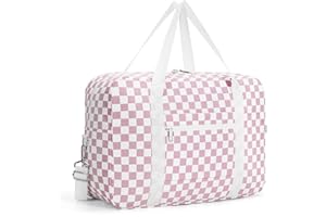 Narwey for Easyjet Cabin Bag 45x36x20 New Easyjet Underseat Bag Foldable Easy Jet Cabin Bag Travel Duffel Carry on Luggage Hospital Weekend Holdall Bags for Women and Men 25L (Dusty Pink Checkerboard)