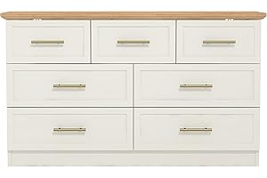 Galano Cleverton 3+4 Drawer Chest - Chest of Drawers with Storage for Bedroom - Closet Organizers and Storage Cabinet for Hallway, Entryway (Ivory/Oak)