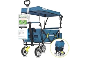 ‎HOBERG HOBERG Bollerwagen faltbar mit Dach | nutzbar als Gartenwagen, Handwagen & Transportwagen | klappbar – ideal für Strand & als Gartenkarre | der Faltbollerwagen für Hobby & Freizeit