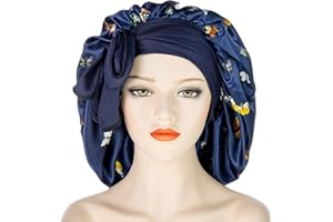 MUFEKUM Satin Bonnet with Stretchy Tie Band Edge Wrap, Wide Band Silk Night Sleep Cap for Women & Girls Hair Care
