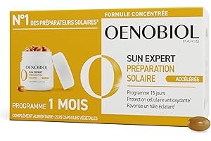 OENOBIOL SUN EXPERT Préparation Solaire Accélérée - Protection Cellulaire Anti-Oxydante - Favorise Un Hâle Intense Et Éclatant - Complément Alimentaire 2X15 Capsules Végétales - Programme 1 Mois