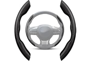 LNGJIN 1 Paar Kohlefaser Lenkrad Abdeckung,Ultraleichter Kohlefaser Lenkrad Booster Cover,Segmentierter Lenkradschutz,Kohlfaser segmentierter Lenkradschutz,für Auto Zubehör für die Meisten Auto(Schwarz)