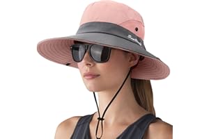 DRESHOW Mujer Sol Sombrero Al aire Libre UV Protección Sombrero Plegable Ala Ancha Pesca Ponytail Playa Bucket Sombreros