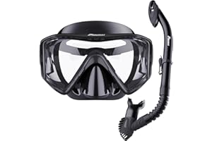 Malker Schnorchelset Erwachsene Taucherbrille Anti-Leck Tauchmaske Anti-Fog Panorama Weitblick Trocken Schnorchelset für Schnorcheln Schwimmen und Tauchen