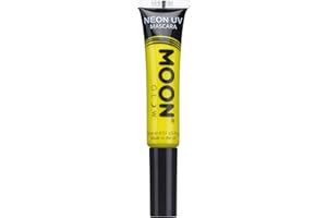 Moon Glow Máscara de pestañas UV neón - Color neón brillante, brilla bajo luz UV | Maquillaje neón Amarillo intenso 15 ml (Paquete de 1)
