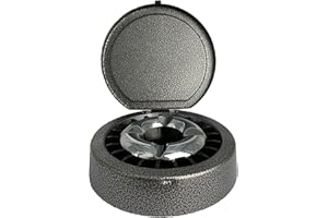 RAPOYO Aschenbecher Rauchfrei Windaschenbecher mit Deckel Chrom 13cm