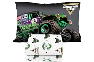 Sunny Side Up Monster Jam Grave Digger Twin Sheet Set - 3 Piece Kids Bedding Set Includes Pillow Cover - Super Soft Microfiber Sheets