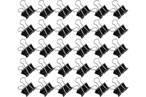 SYOLEE 30 Pcs Foldback Clips 25mm Binder Clips Black Paper Clamp