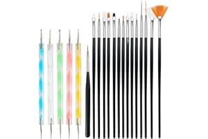 Cheerhom Juego de 20 pinceles de uñas con herramienta para puntear, pincel para uñas de gel, juego de pinceles para decoración de uñas, pincel de diseño de uñas