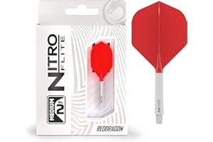 RED DRAGON Darts – Nitro Flite Système intégré de vol et d'arbre – No.2 Forme et design - Disponible en Court, intermédiaire et moyen - Variété de couleurs - Accessoires de fléchettes professionnelles