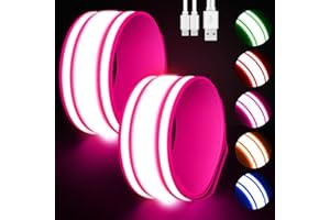 Samlior LED Bracciale Riflettente 2 Pezzi, Fascia Braccio Running Riflettente, 5 Colori 3 modalità Illuminazione Braccialetto Ricaricabile per Correre Andare in Bicicletta Fare di Notte