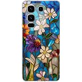PrintiFy Infinix Note 50 Pro Plus ile Uyumlu Vitray Mavi Bahar Tasarımlı Şeffaf Silikon Kılıf