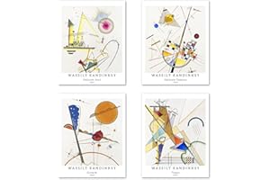 BERKIN ARTS Juego de 4 Pósteres Pared Arte Sin marco, Decoración Moderna Diseño de Abstracto Geométrico, Tamaño de Papel de Arte: 20x25 cm, Multicolor ilustraciones para Cocina Wassily Kandinsky Paintings