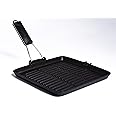 Aeternum Grill Petravera (Piastra per Grigliare) in Ghisa con Manico Pieghevole, Adatta all'Induzione, Antiaderente, 28 x 28 