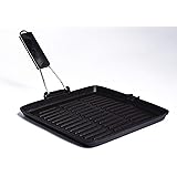 Aeternum Grill Petravera (Piastra per Grigliare) in Ghisa con Manico Pieghevole, Adatta all'Induzione, Antiaderente, 28 x 28 
