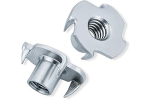 HEXATON Écrous à Griffes - M6 x 18 mm - Lot de 50 - Acier zingué - Écrous en T 4 Griffes Inserts pour Bois Assemblage de Meubles