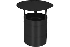 KOTARBAU® Skorstenshuv - Skorstenshatt - Galvaniserat Stål och Pulverlackerat Stål - ø 170 mm - Svart - Regnhuv Skorsten - Sk