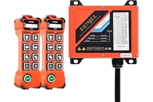 GRTOWSNU H208 12-65V 2 Transmitters 2 Speed 8 Buttons and Receiver 12V 24V 36V Industrial Wireless Crane Remote Control for Hoist Overhead Bridge Crane Radio Gantry Crane Remote Controller