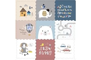 Ubaby - Alfombra Puzzle para Bebé - Espesor 2 cm - Antideslizante, Desmontable, Extragrande, Reversible, Impermeable, Portátil, Doble Cara, Elefante + Oso Polar - Medidas: 175x175x2cm