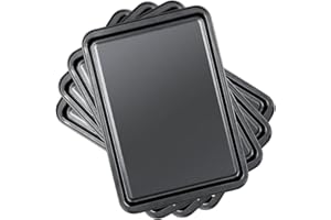 GOYADA Lot de 4 Plat à Four Rectangulaire, Plaque à Rôtir Antiadhésif en Acier au Carbone/Plaque à Pâtisserie Revêtement Antiadhésif, 37 x 26 x 2 CM