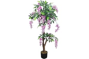 ‎DECOVEGO Decovego Blauregen Wisteria Glyzinie Kunstpflanze Künstliche Pflanze Kunstblume 120 cm Innendekoration Kunst Pflanze wie echt im Topf