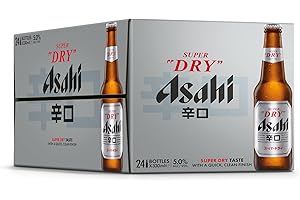 Asahi Super Dry Beer, 24 x 330ml, Japanese Beer, 5% ABV, Brewed in Italy, Premium Lager, Crisp and Dry Taste (Packaging may vary as images in catalog)