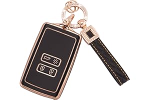 Koaudb Coque de clé pour Voiture pour Clio Megane Koleos Kadjar Talisman Captur Espace Dacia Duster TPU 4 Boutons Coque Clé Télécommande Coque de Protection étui carte dacia (BP-Rnl)