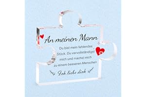 BRIKABIA Geschenk für Ihn Valentinstag, Geschenke für freund, Ehemann Geschenk - dekoratives Acrylblock-Puzzle 9,9 x 8,4 cm - Jahrestag Geschenke für Ihn Paare Männer, Liebesgeschenke für Männer