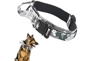 Ledeak Collare Tattico per Cani, Collare per Cane Regolabile con Maniglia di Comando, Collare Militare in Nylon con Fibbia in Metallo per Cani di Taglia Media e Grande Addestramento