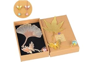 2 Pcs Marque Page Métal, TOLOYE Feuille Marque Page Papillon Pendentifs Main Bricolage Artisanat Signets pour Amis étudiants Enseignants Lecteurs Anniversaire Remise des Diplômes Noël Cadeaux