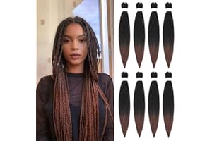 Originea 8 Packs Pre Stretched Braiding Hair 26 inch Yaki Texture EZ Braids Extensions Hair for Braiding Hot Water Setting Synthetic Hair Extensions (#T1B/30)