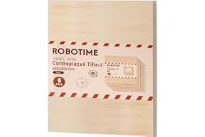 ROBOTIME Contreplaqué, 6 Pièces 420x305x3mm, Planche Bois Brut Placages en Noyer, Panneau Feuille Découpe Laser, Idéal Pour Peinture, Pyrogravure, Bricolage Fabrication De Maquettes