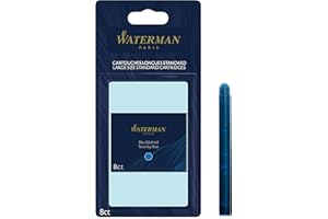 Waterman Wkład atramentowy standardowy blister, opakowanie z 8 sztukami serenity, niebieski
