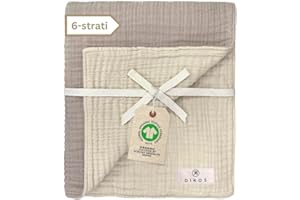 DIKOS® Coperta Mussole Neonato a 6 Strati | 100% Cotone Biologico Certificato GOTS | 70x100 cm | Copertina Neonato Mussola Estiva per Bambina | Regalo Nascita Regalo perfetto per Neonati (grigio)