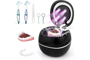 Ambesty ultradźwiękowe urządzenie do czyszczenia, 42000 Hz, 28 W, z lampą UV, timerem, 180 ml, czyszczenie biżuterii, ultradźwiękowe czyszczenie protez zębowych, korektor (czarny)